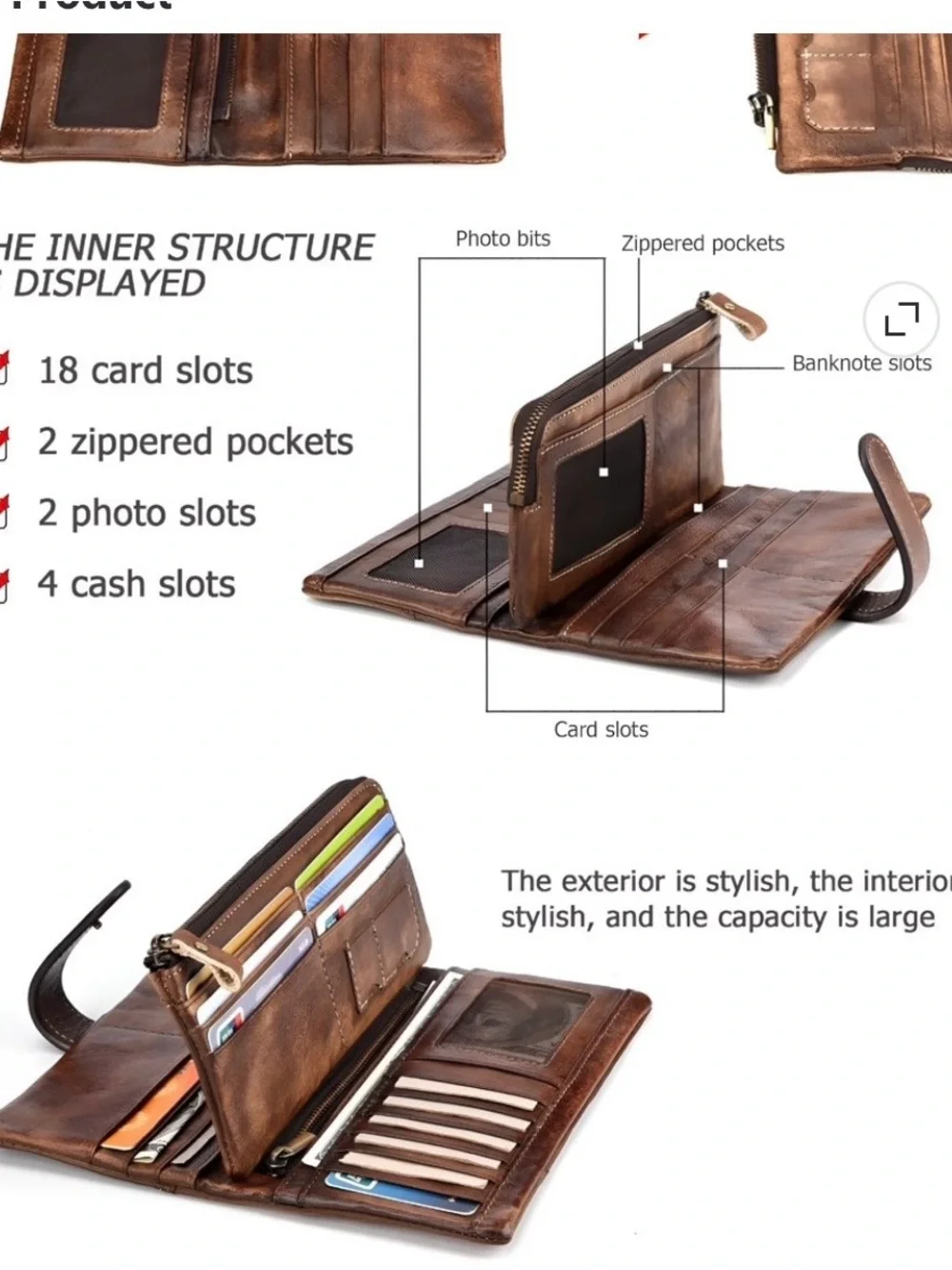 Brown Leather Zip Wallet